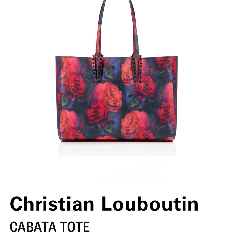 Christian Louboutin Red and Black Floral Tote